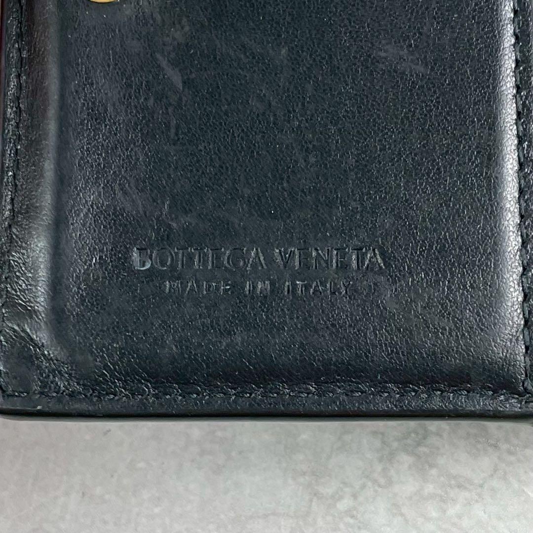【美品】ボッテガヴェネタ 折り財布 カセット イントレ レザー ブラック 金具