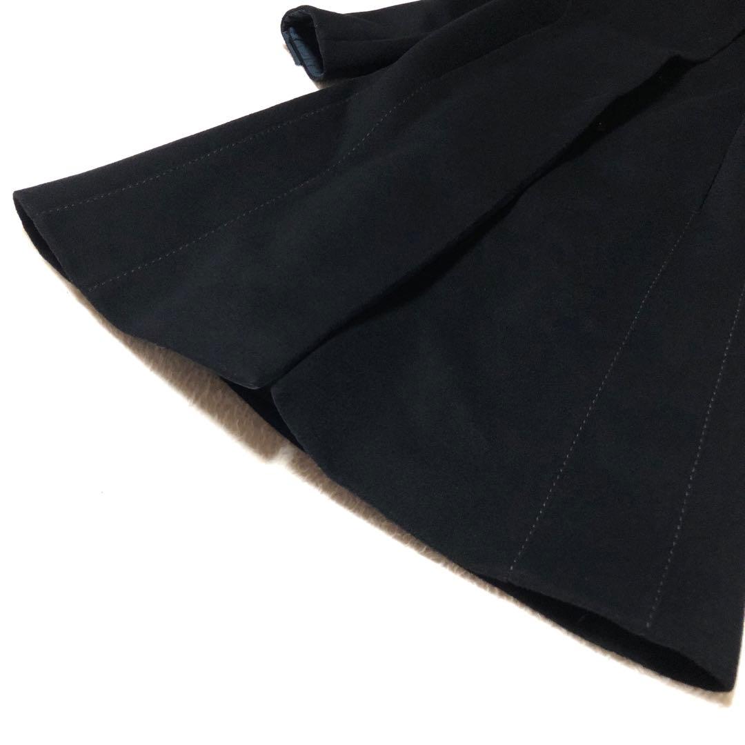 未使用級　スポーツマックス　チェスターコート　ブローチ　ウール　ロング　黒　38