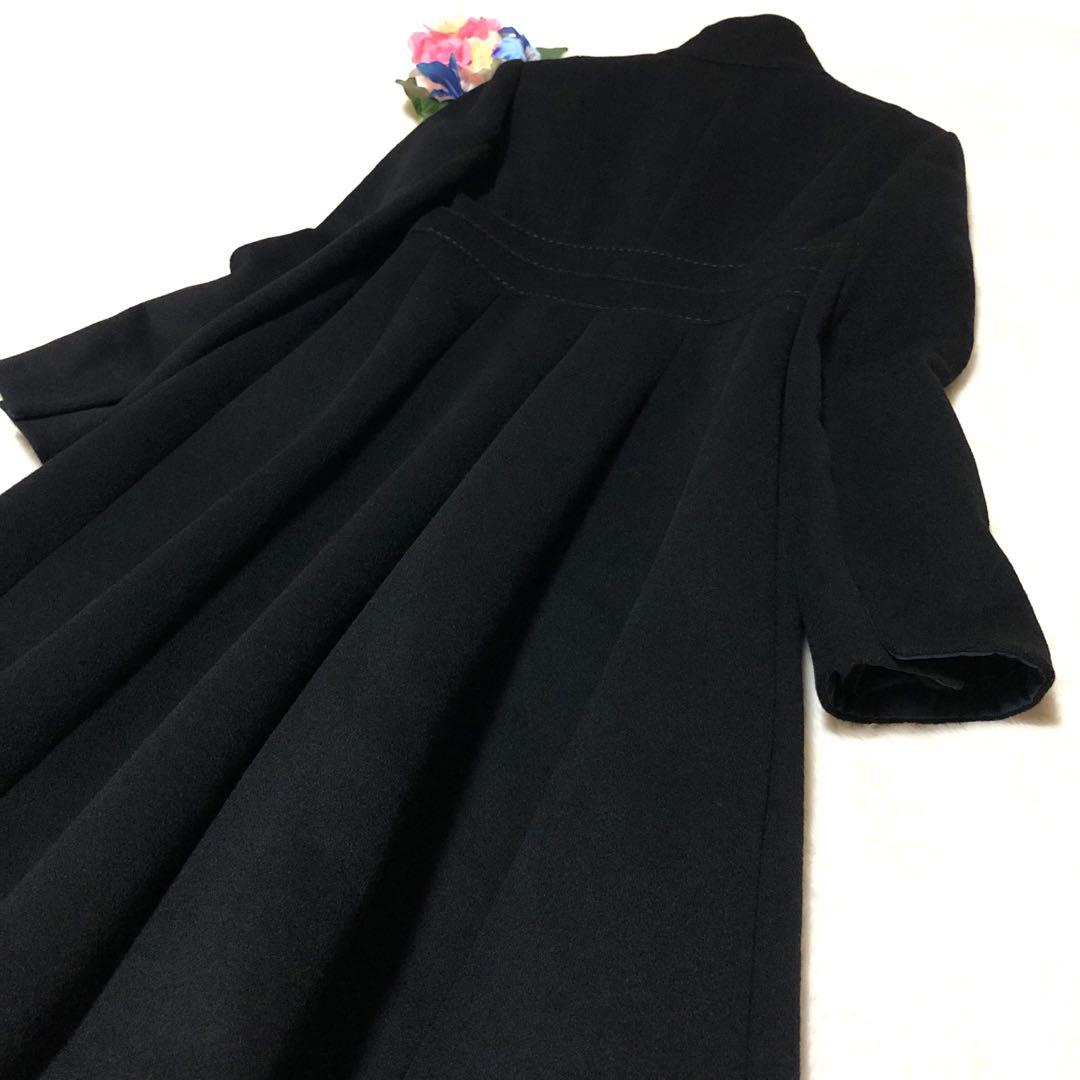 未使用級　スポーツマックス　チェスターコート　ブローチ　ウール　ロング　黒　38