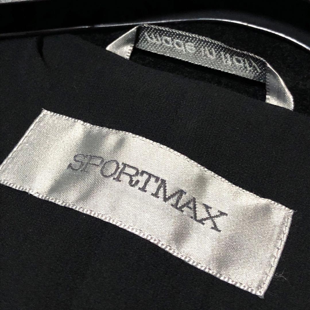 未使用級　スポーツマックス　チェスターコート　ブローチ　ウール　ロング　黒　38