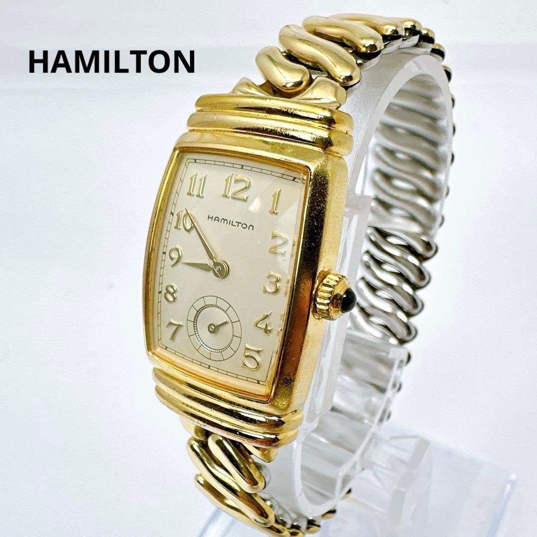 新品電池 稼働 ハミルトン 腕時計 ゴールド 6248 スモセコ 純正ベルト