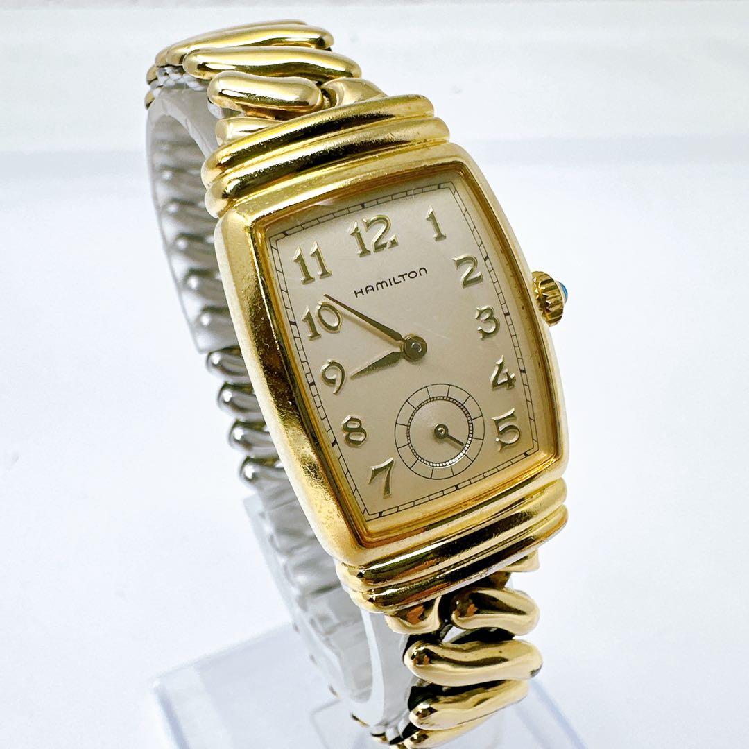 新品電池 稼働 ハミルトン 腕時計 ゴールド 6248 スモセコ 純正ベルト