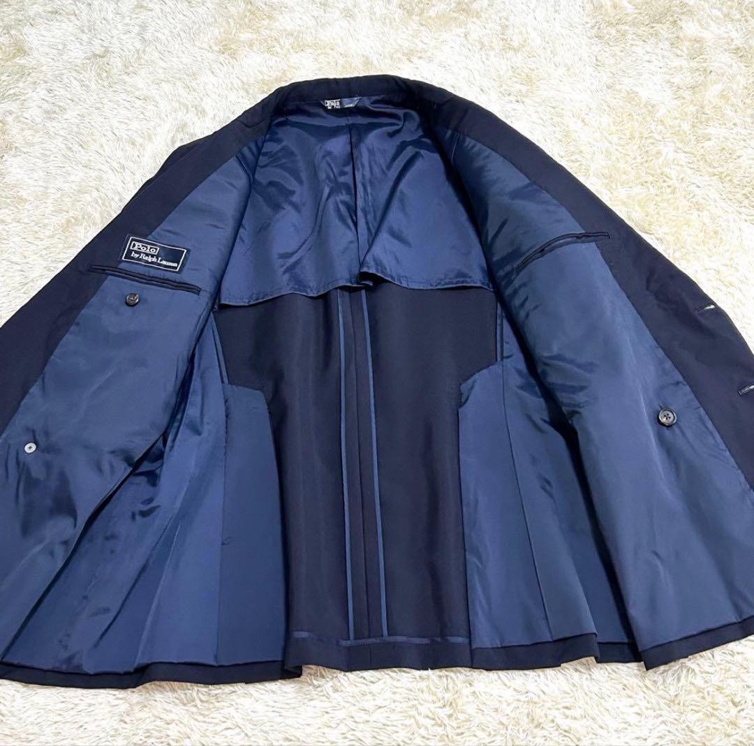 ポロ ラルフローレン 紺ブレザー ダブルジャケット 金ボタン L相当
