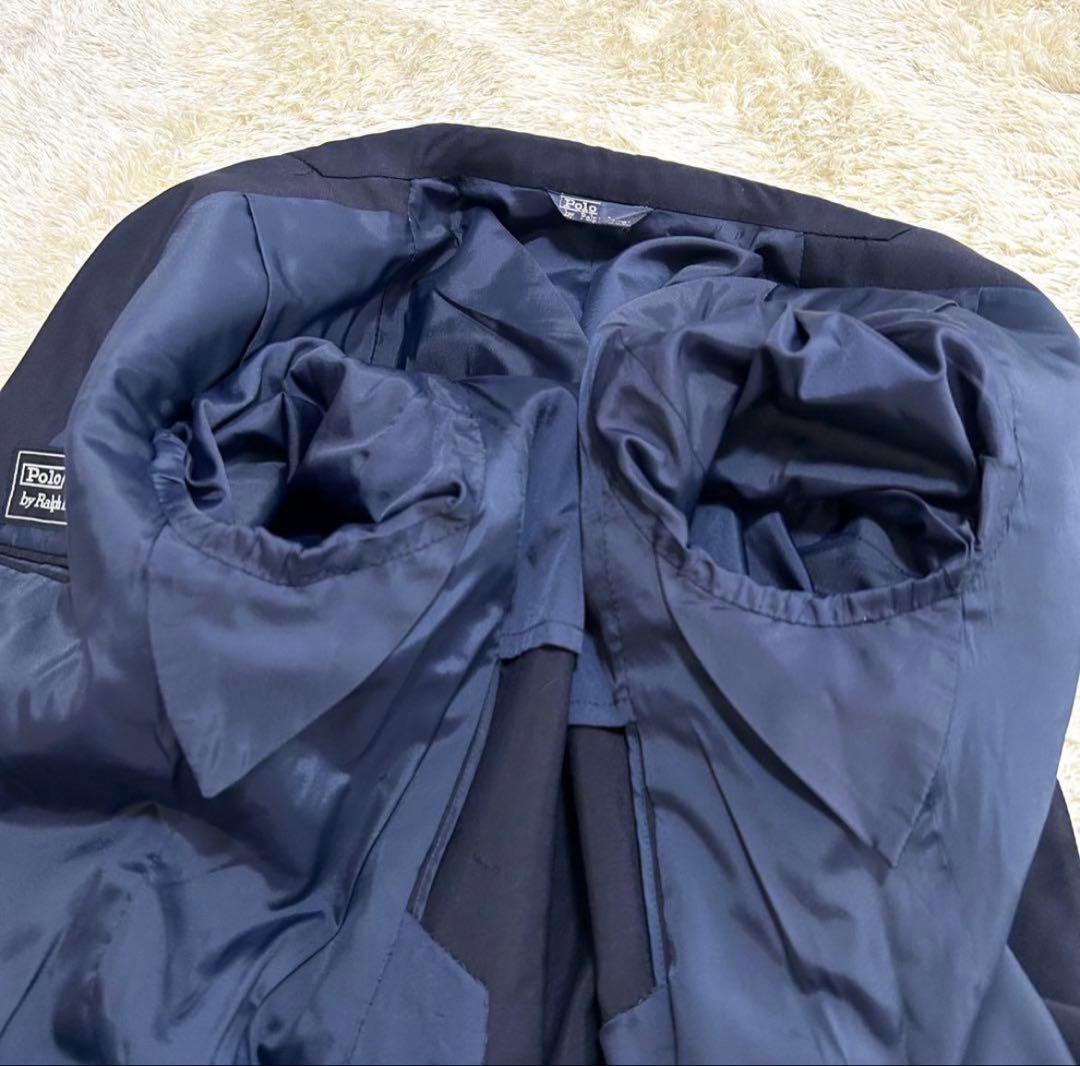 ポロ ラルフローレン 紺ブレザー ダブルジャケット 金ボタン L相当