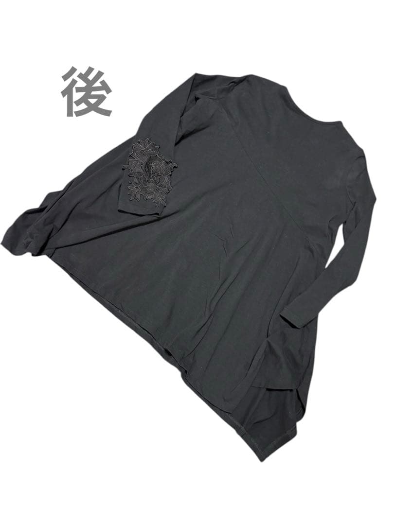 エイココンドウ 黒 刺繍 チュニック ゆったり目