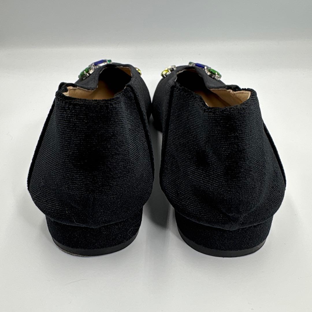 AMERI アメリヴィンテージ　ビジュー　フラットシューズ　ベロア　黒　完売品