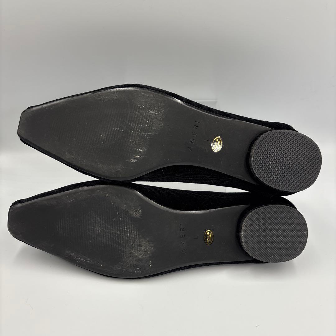 AMERI アメリヴィンテージ　ビジュー　フラットシューズ　ベロア　黒　完売品