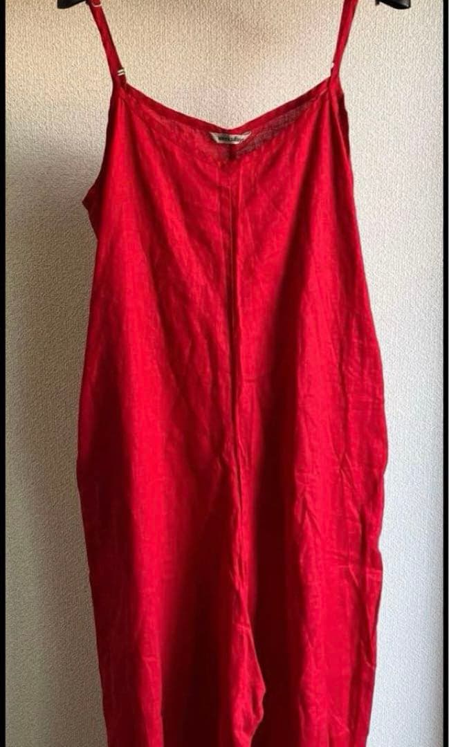【美品】weeksdays ×fog linen work リネンサロペット　赤