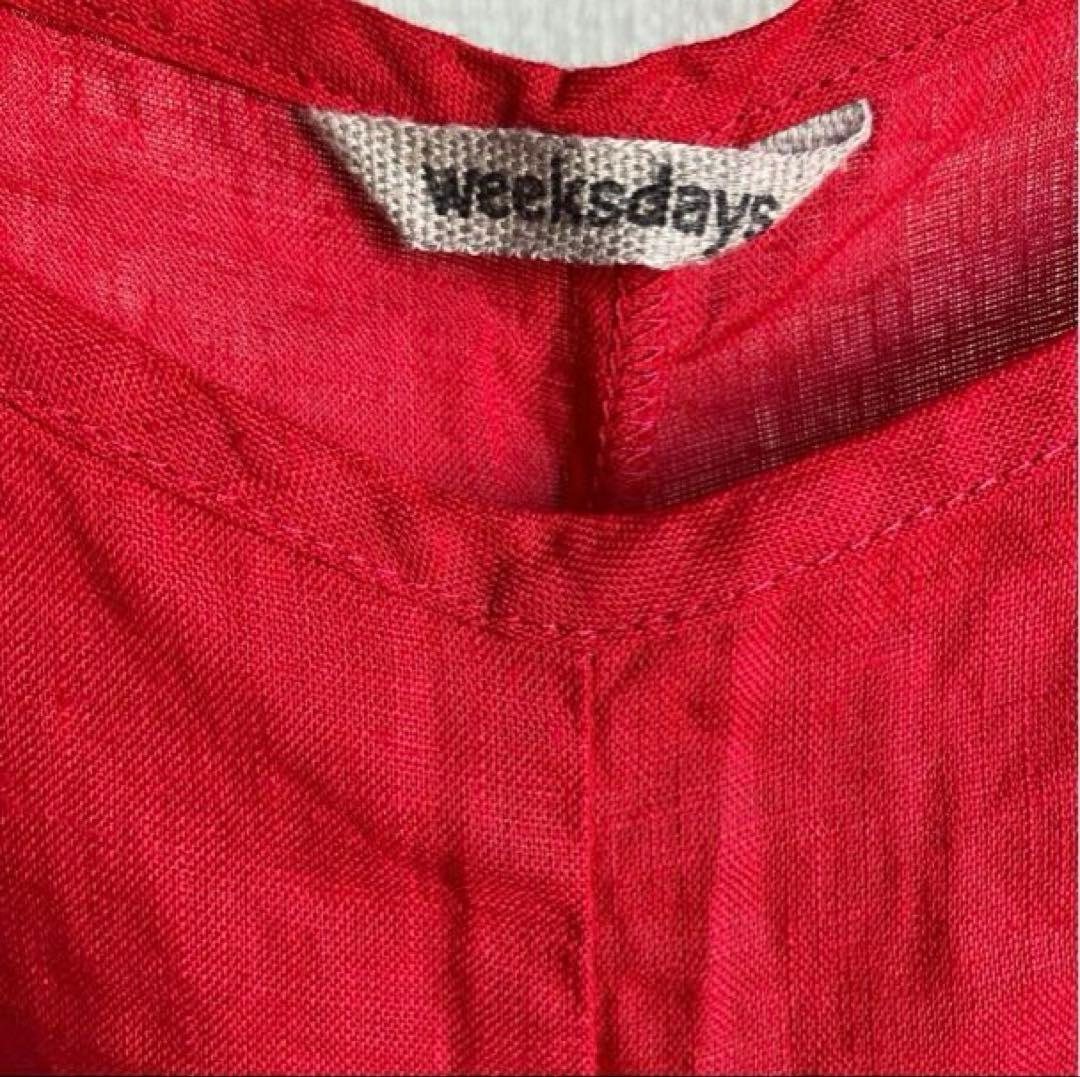【美品】weeksdays ×fog linen work リネンサロペット　赤