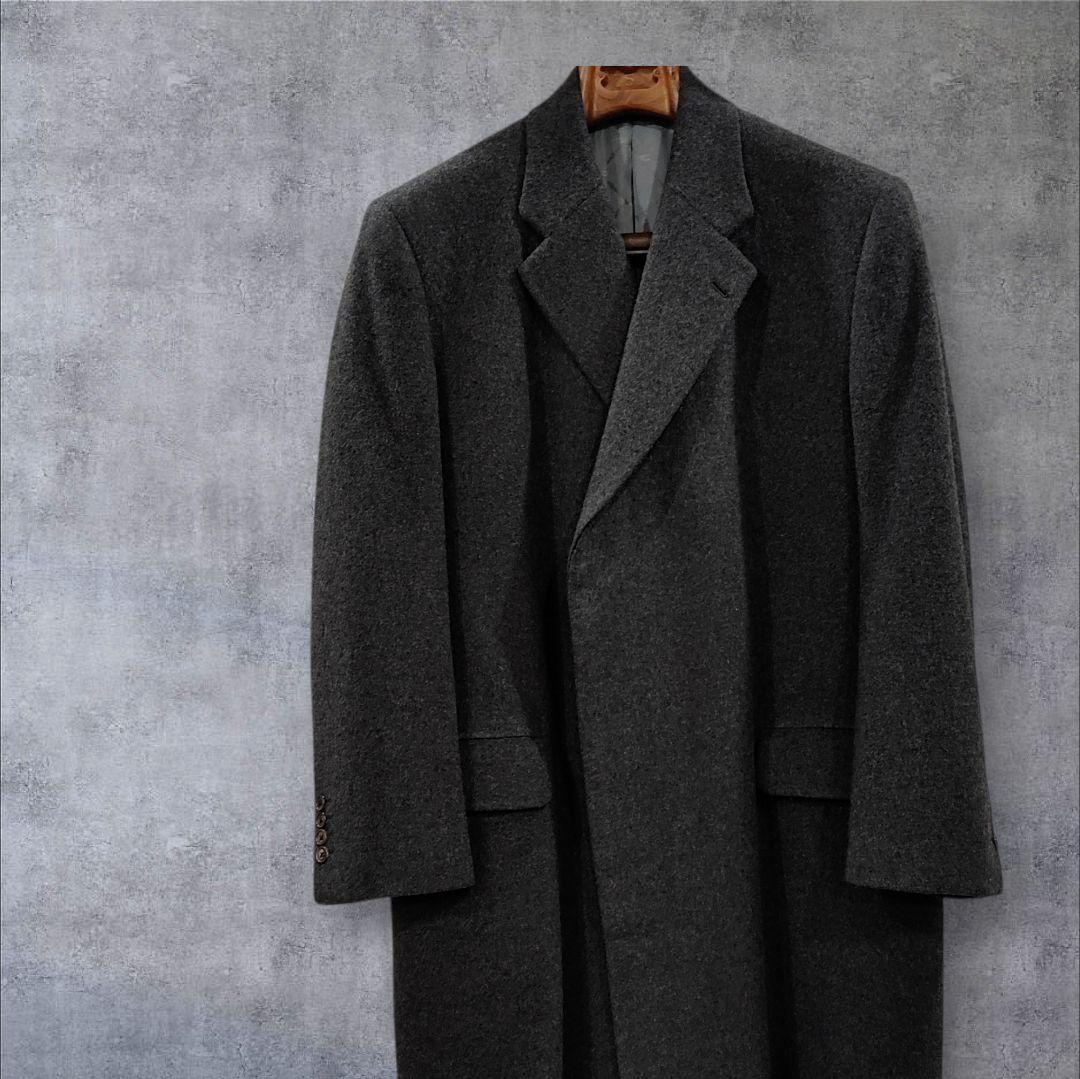 ダンヒル　カシミヤ　　ダークグレー チェスターコート 　ネーム入