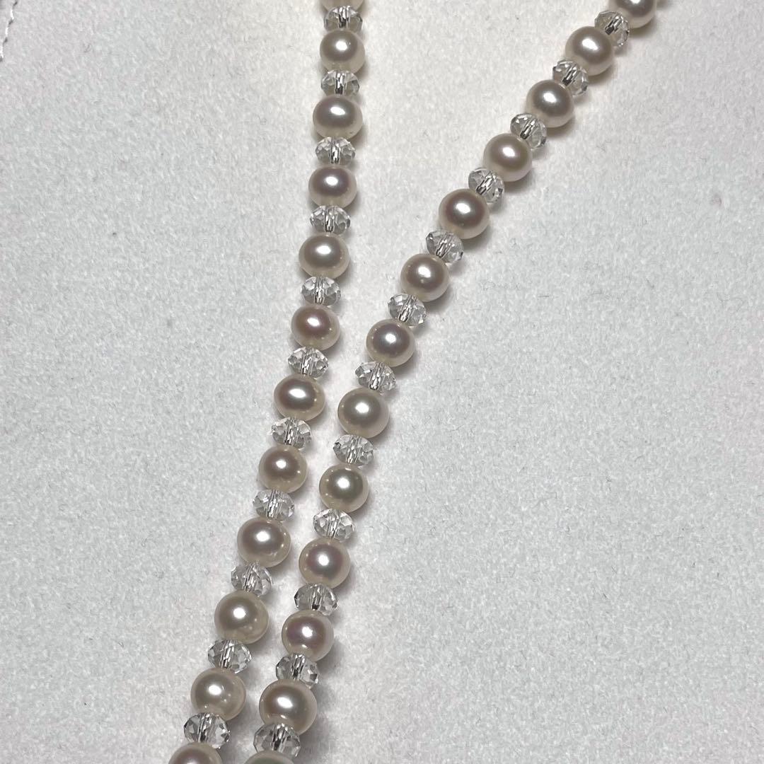 【テリ最強 】パールネックレス 長さ調節可SILVER7.1-7.5mm ロング