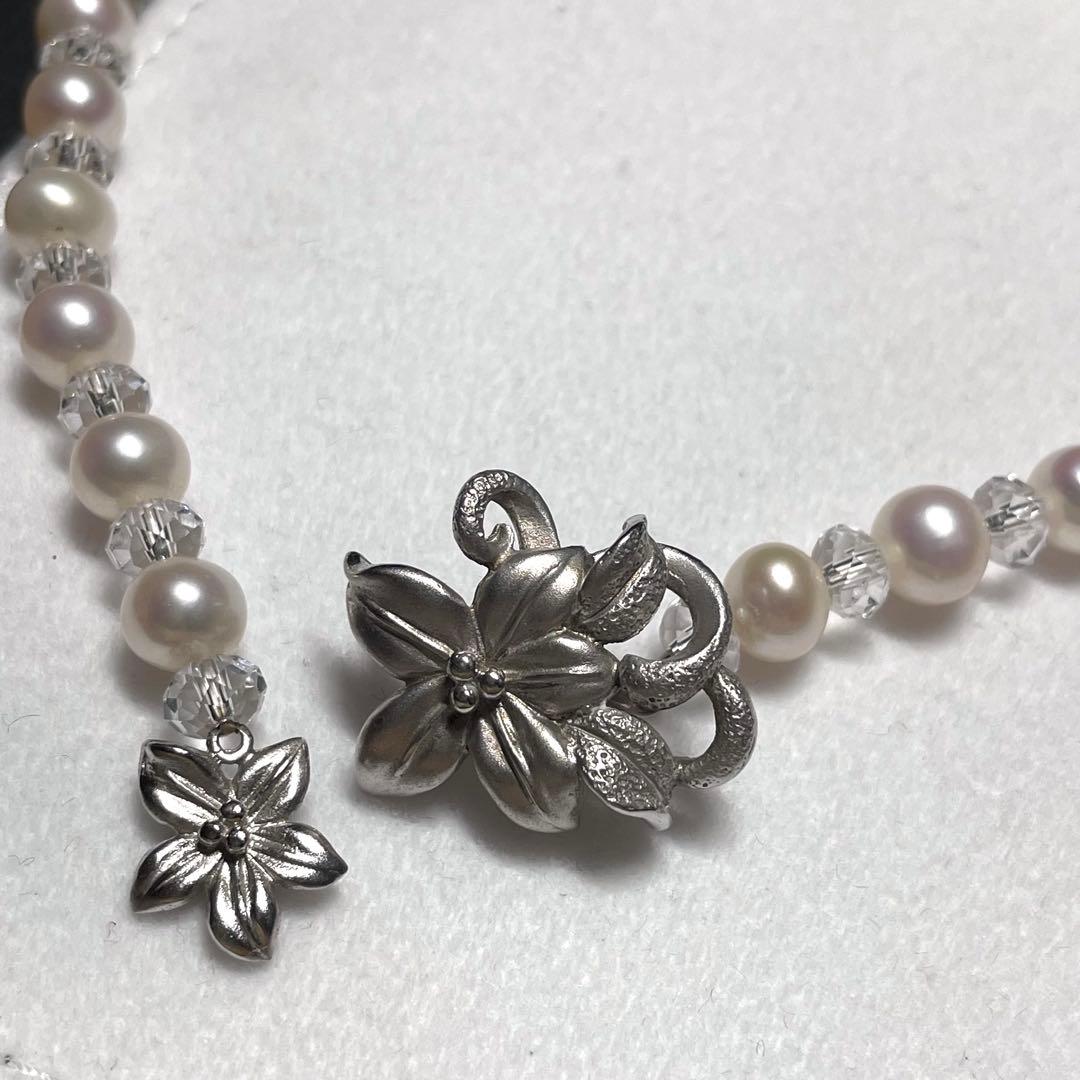 【テリ最強 】パールネックレス 長さ調節可SILVER7.1-7.5mm ロング