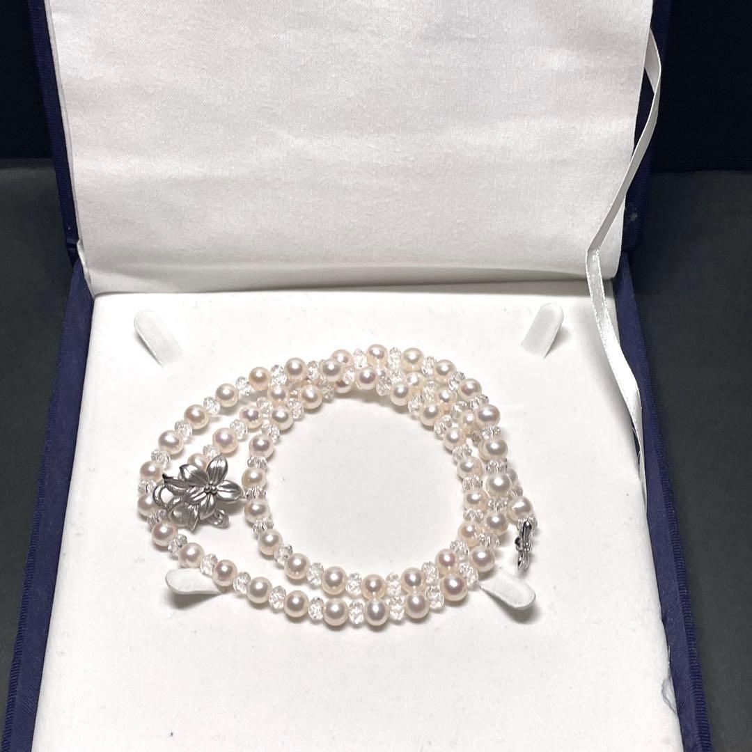 【テリ最強 】パールネックレス 長さ調節可SILVER7.1-7.5mm ロング