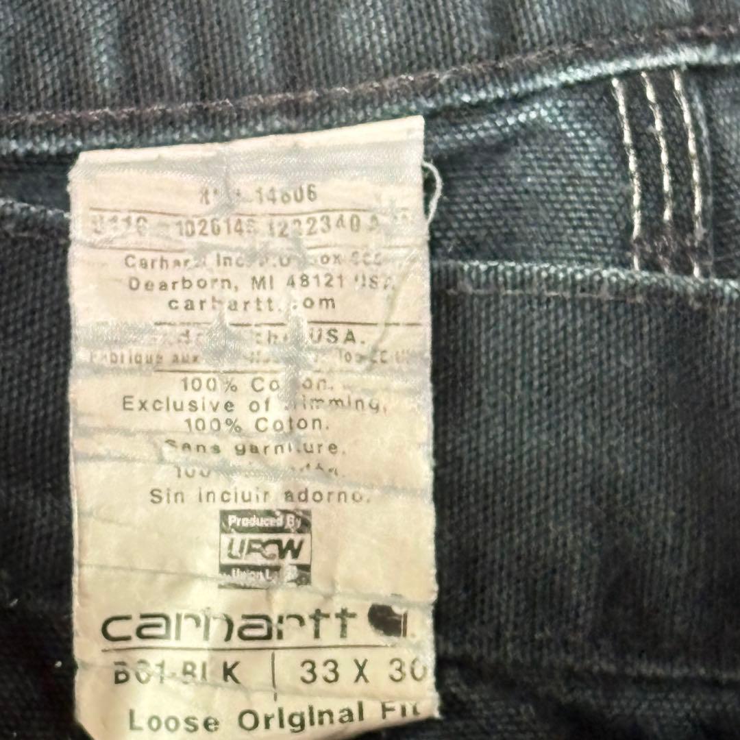 カーハート　ダブルニー デニムパンツ USA製 33 30 ブラック　フェード
