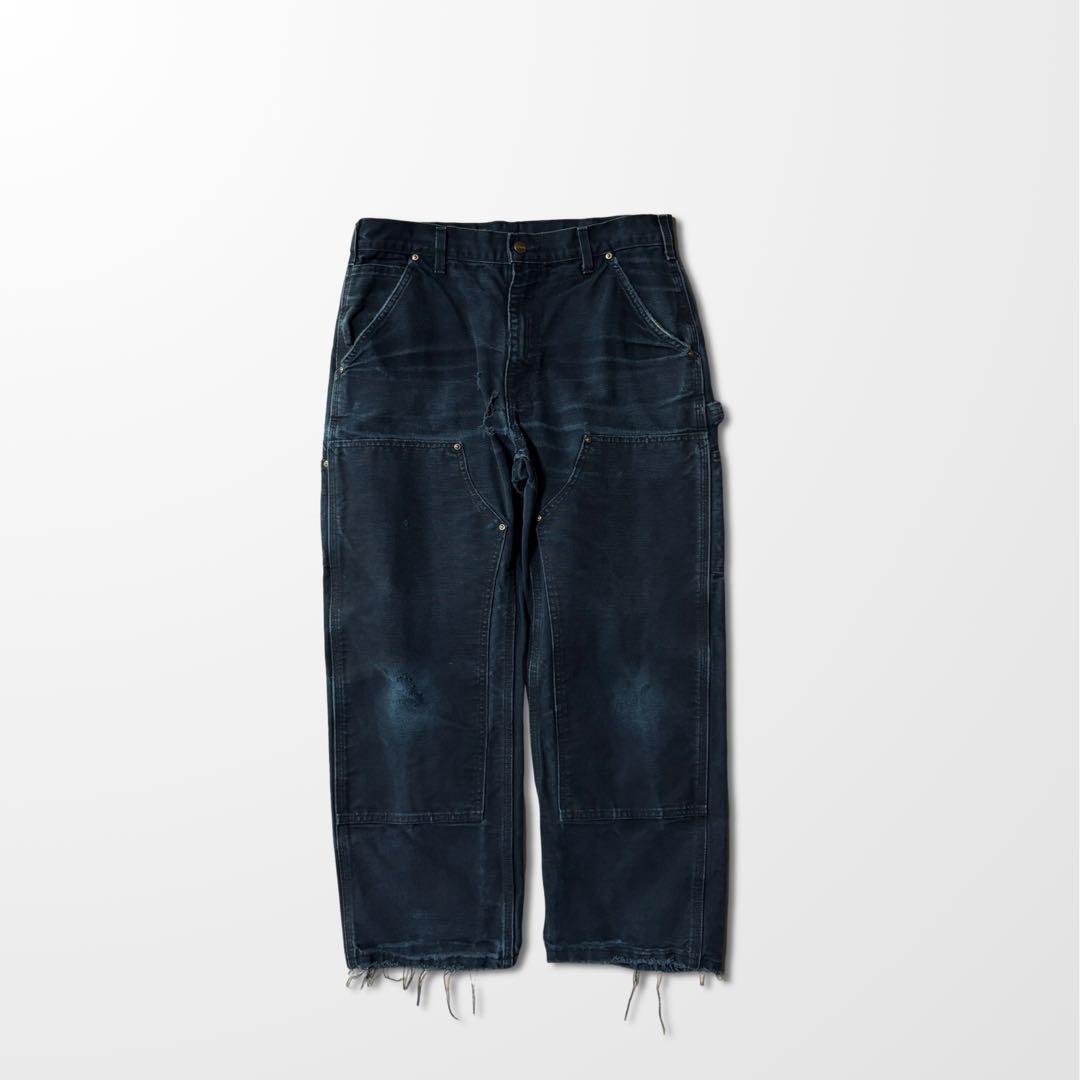 カーハート　ダブルニー デニムパンツ USA製 33 30 ブラック　フェード