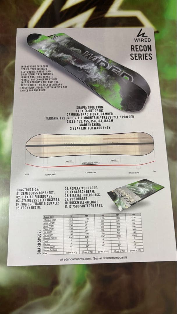 r*@様 【新品未使用】WIRED RECON スノーボード 155cm