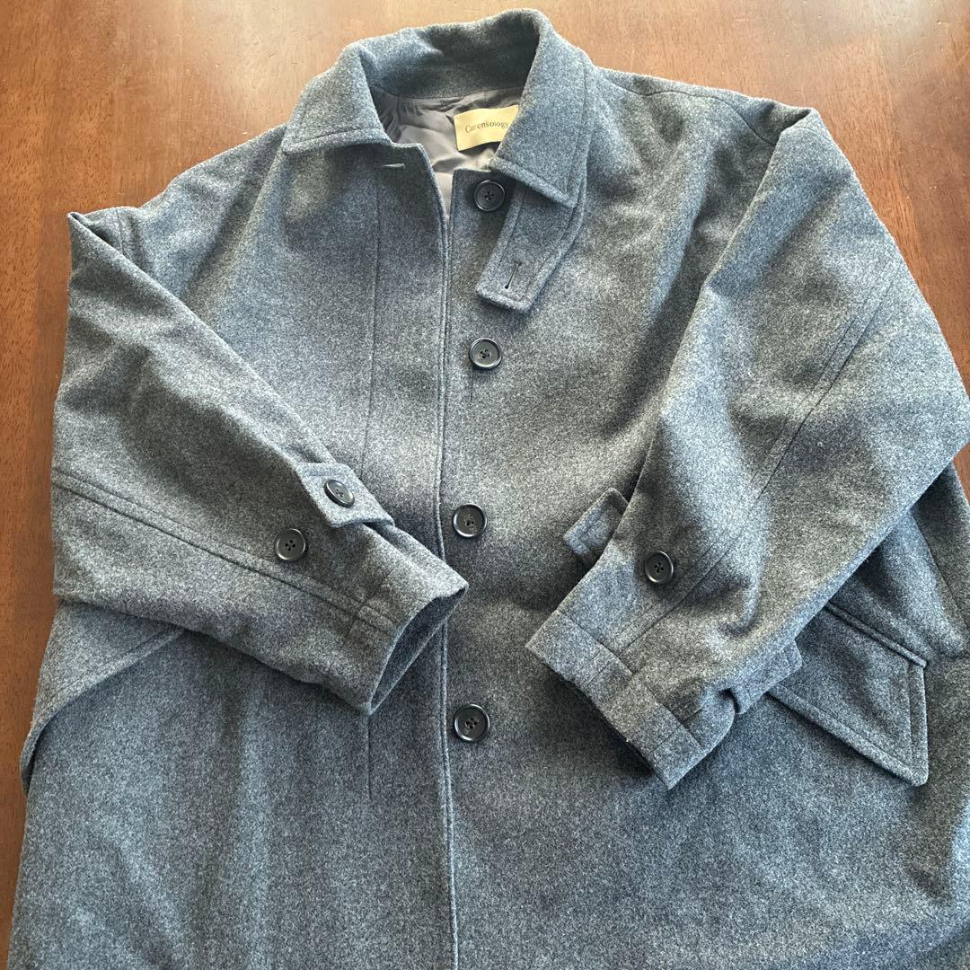 Currensology グレー ウール ピーコート
