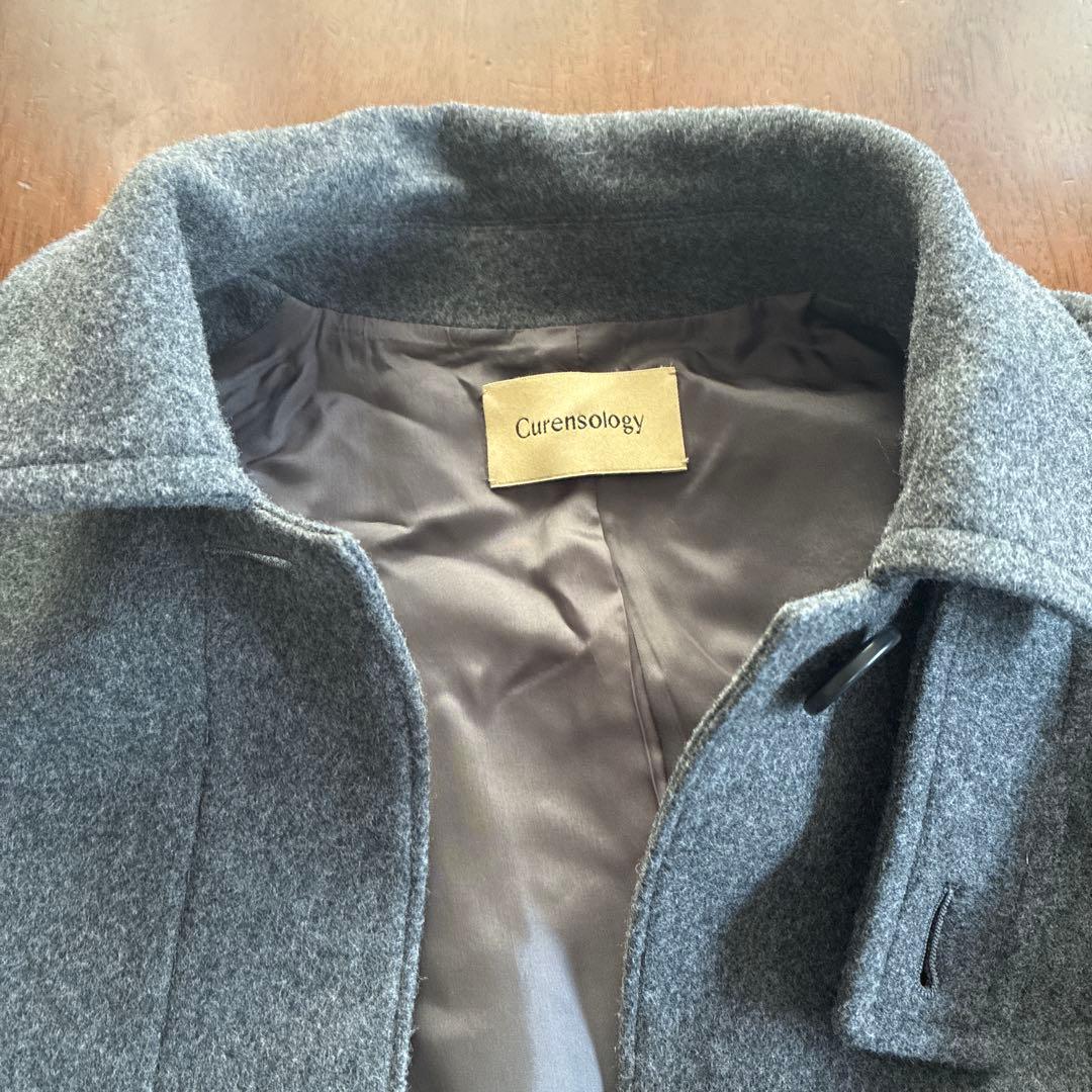 Currensology グレー ウール ピーコート