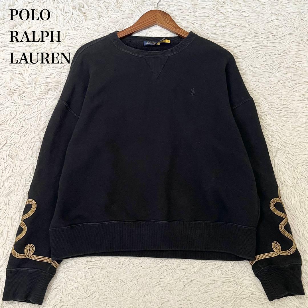 ✨希少✨ポロラルフローレン　トレーナー　スウェット　刺繍　黒　Ｌ　現行QR