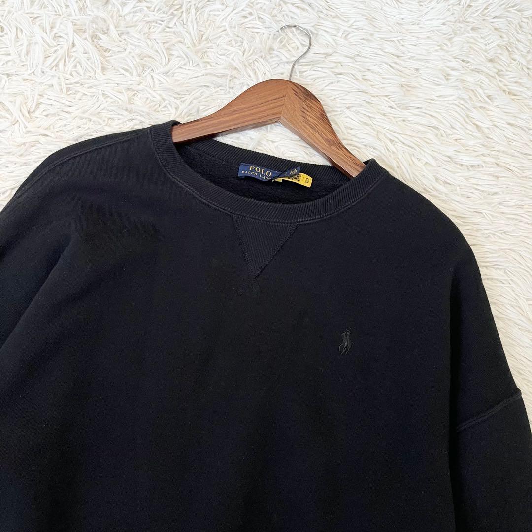 ✨希少✨ポロラルフローレン　トレーナー　スウェット　刺繍　黒　Ｌ　現行QR