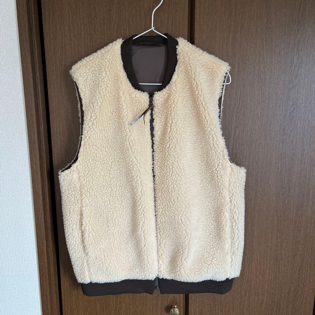 トップス ARMEN ZIP-UP FLEECE RIB COLLAR VEST