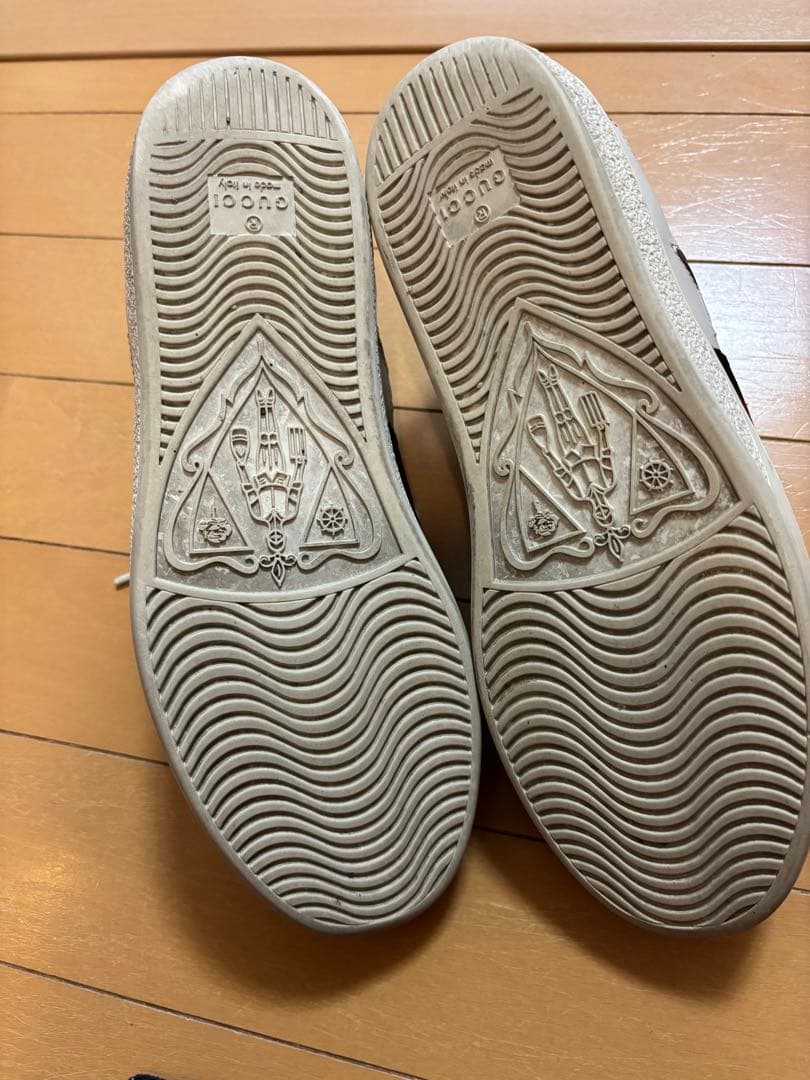 GUCCI グッチ　ACEシェリーラインスターレザーローカットスニーカー