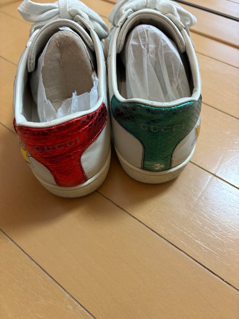 GUCCI グッチ　ACEシェリーラインスターレザーローカットスニーカー