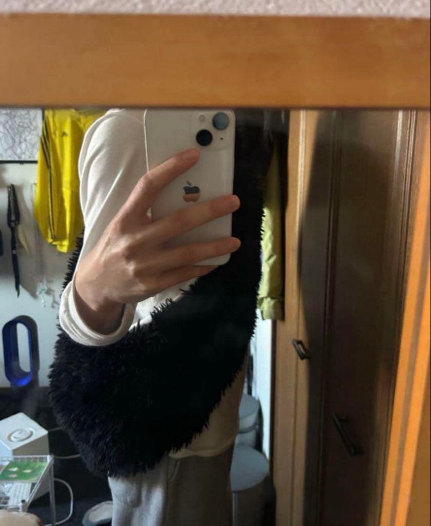 ファー ショルダー バック 黒 ブラック y2k 深水光太 nutemperor