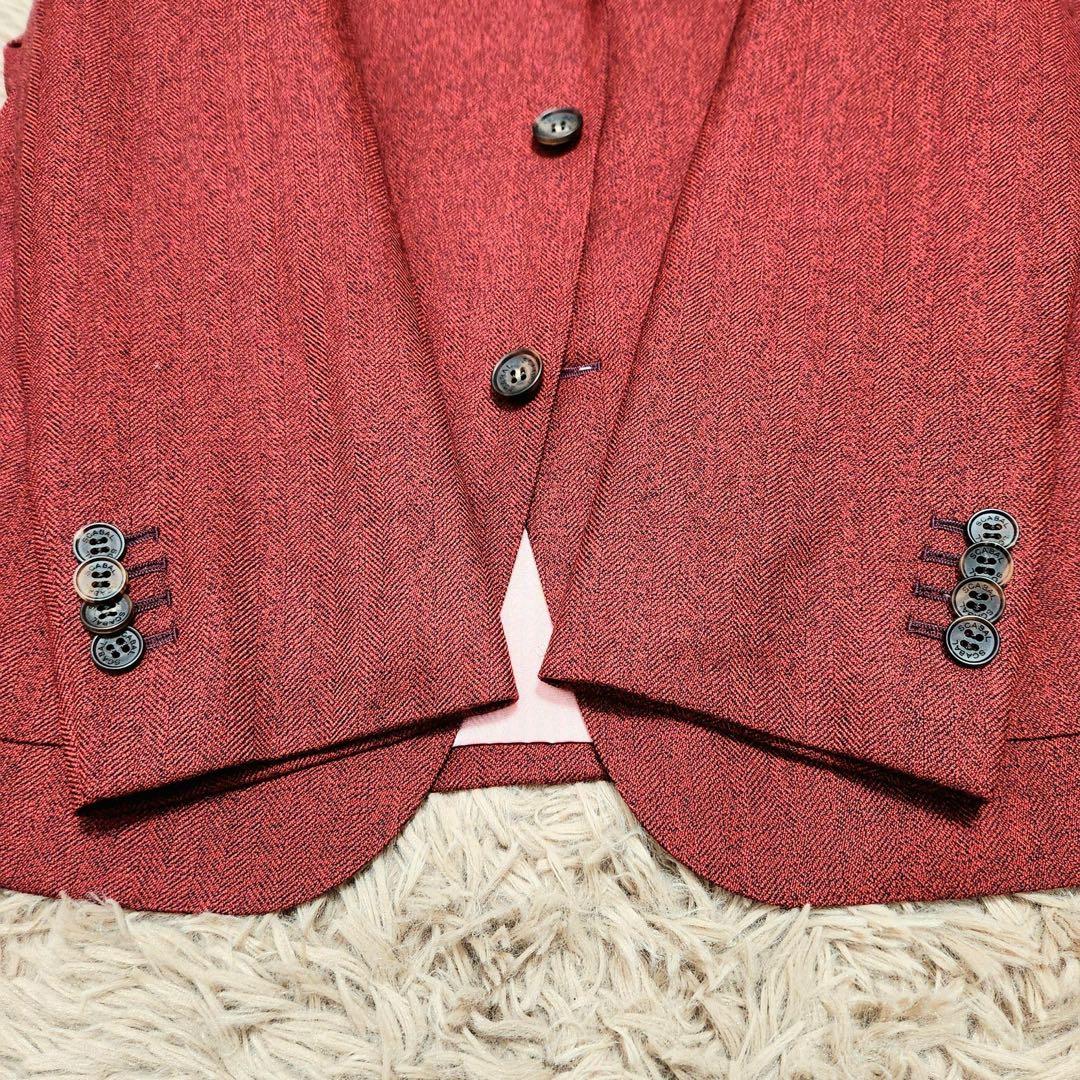 SCABAL テーラードジャケット ヘリンボーン ツイード ロゴ ボタン 美裏地