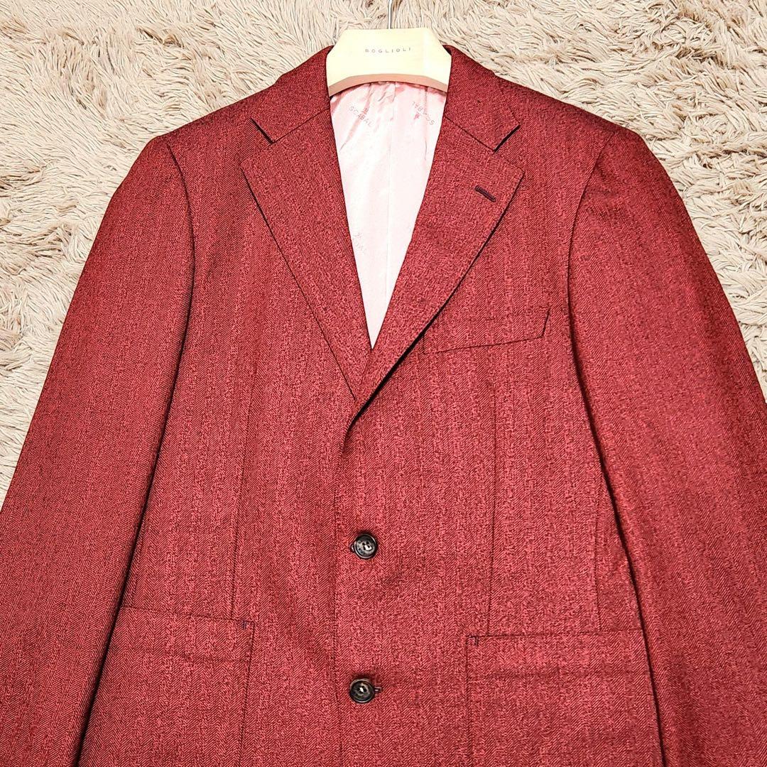 SCABAL テーラードジャケット ヘリンボーン ツイード ロゴ ボタン 美裏地