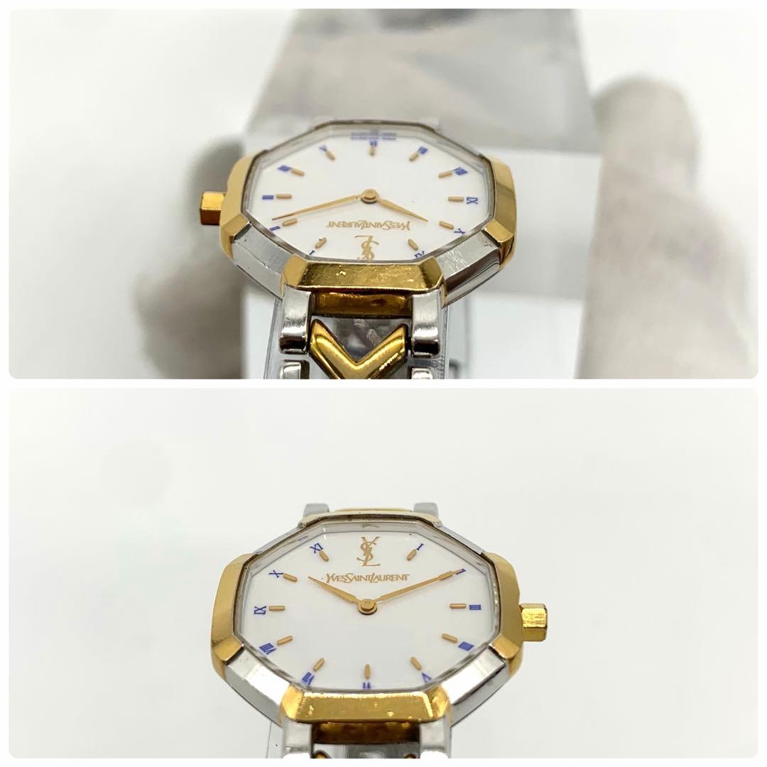 新品電池/稼働✨サンローラン 2200-226313 腕時計 オクタゴン コンビ