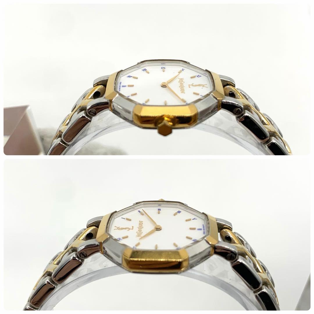 新品電池/稼働✨サンローラン 2200-226313 腕時計 オクタゴン コンビ