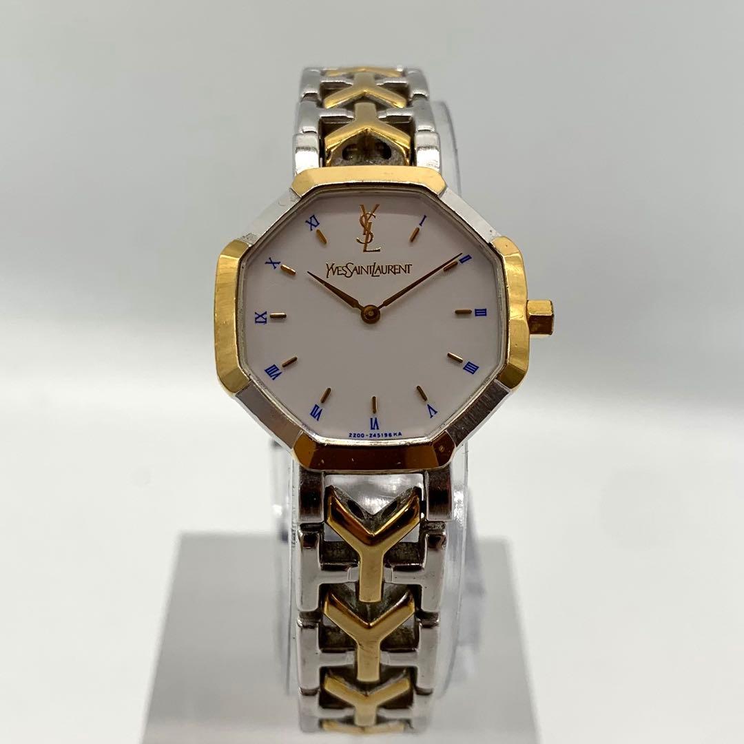 新品電池/稼働✨サンローラン 2200-226313 腕時計 オクタゴン コンビ