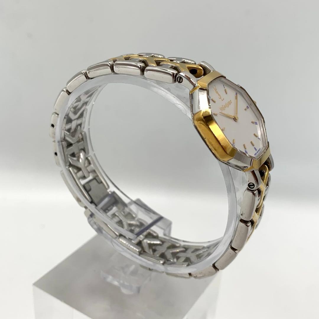 新品電池/稼働✨サンローラン 2200-226313 腕時計 オクタゴン コンビ