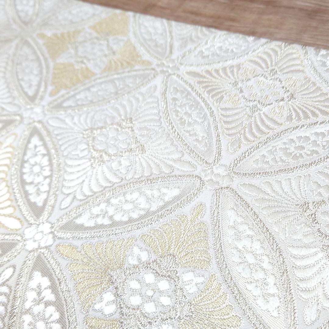 袋帯　七宝　白銀　金糸　銀糸　リーズナブル　祝い事　お仕立て込み