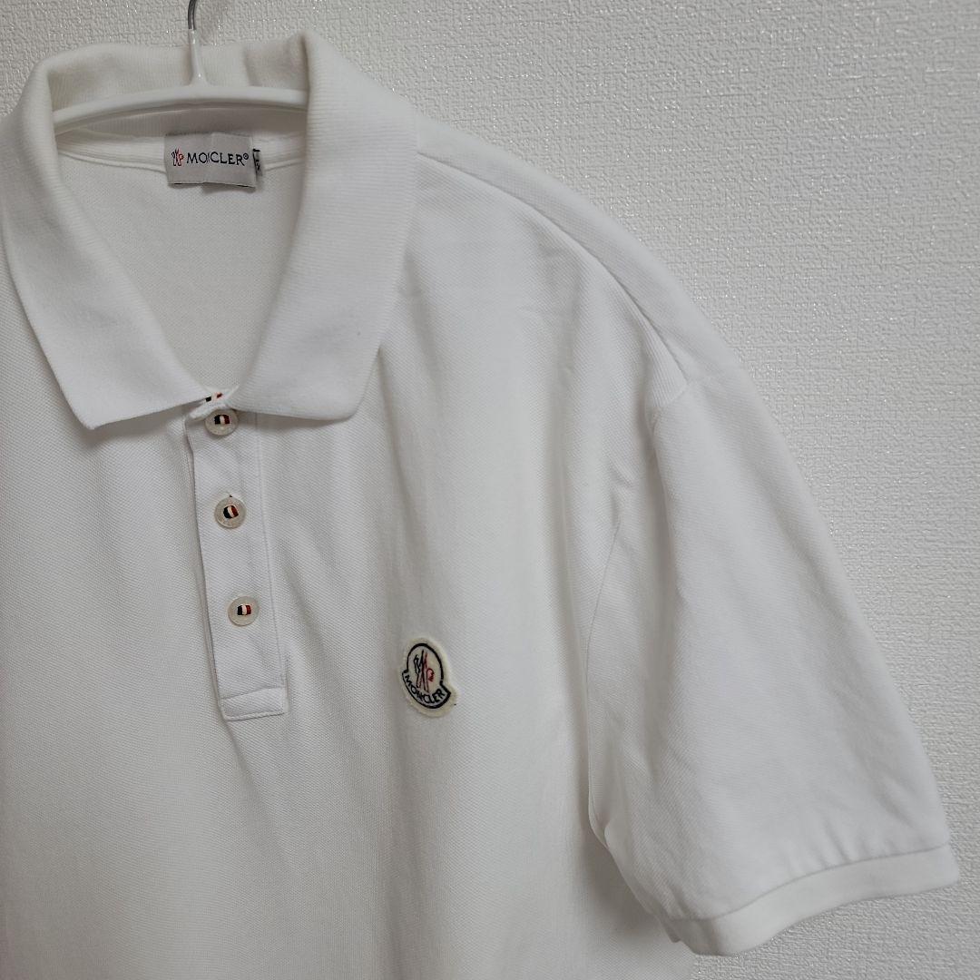 MONCLER ホワイト ポロシャツ ロゴ XL 白 半袖