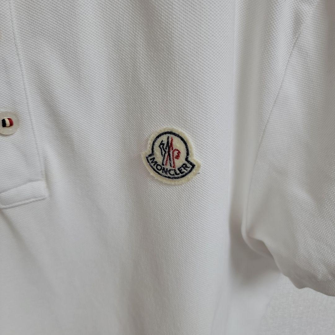 MONCLER ホワイト ポロシャツ ロゴ XL 白 半袖