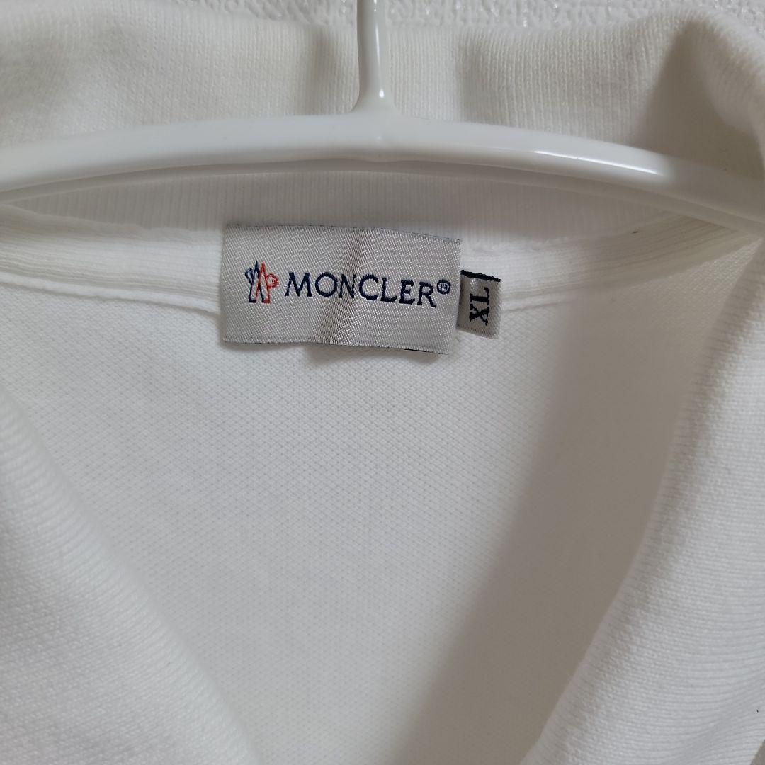 MONCLER ホワイト ポロシャツ ロゴ XL 白 半袖