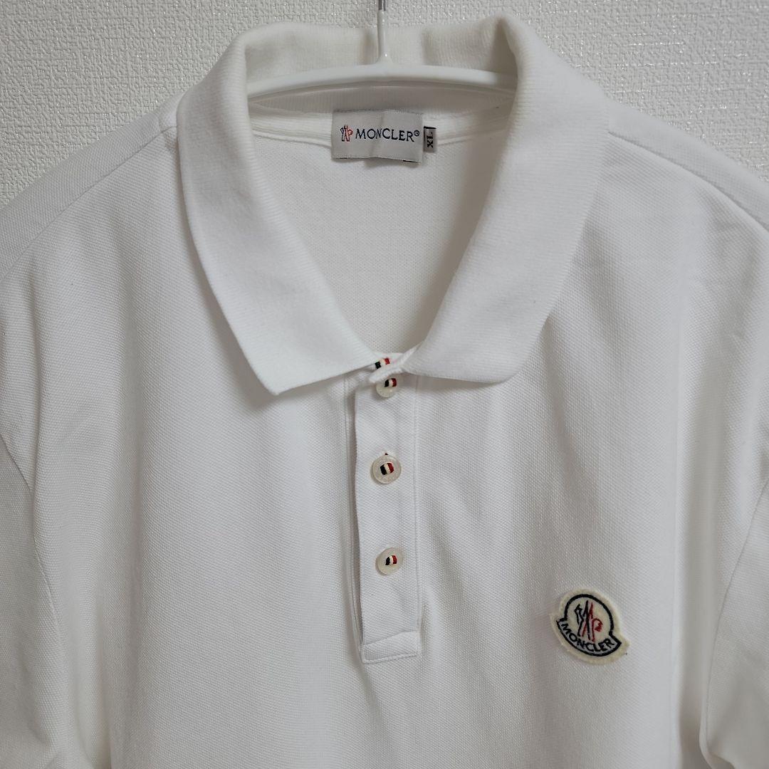 MONCLER ホワイト ポロシャツ ロゴ XL 白 半袖