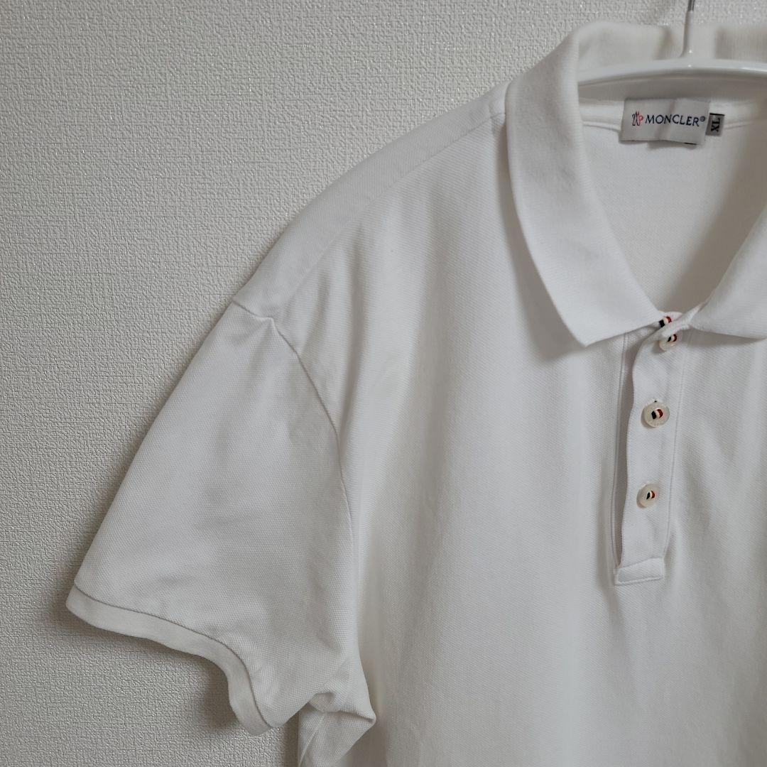 MONCLER ホワイト ポロシャツ ロゴ XL 白 半袖