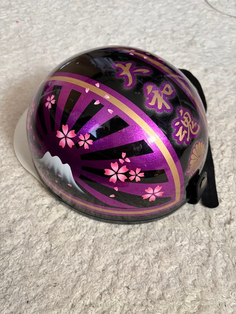 コルク半　カスタム　富士日章　三つボタン　黒紫　ラメ　桜