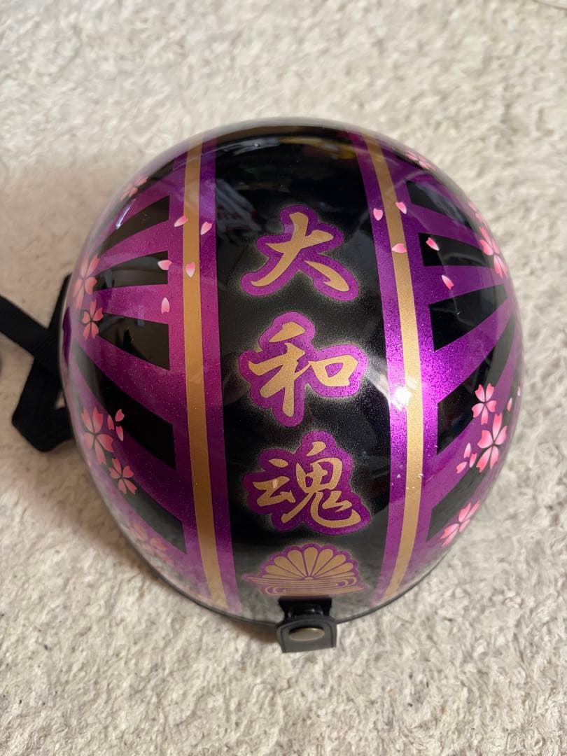 コルク半　カスタム　富士日章　三つボタン　黒紫　ラメ　桜