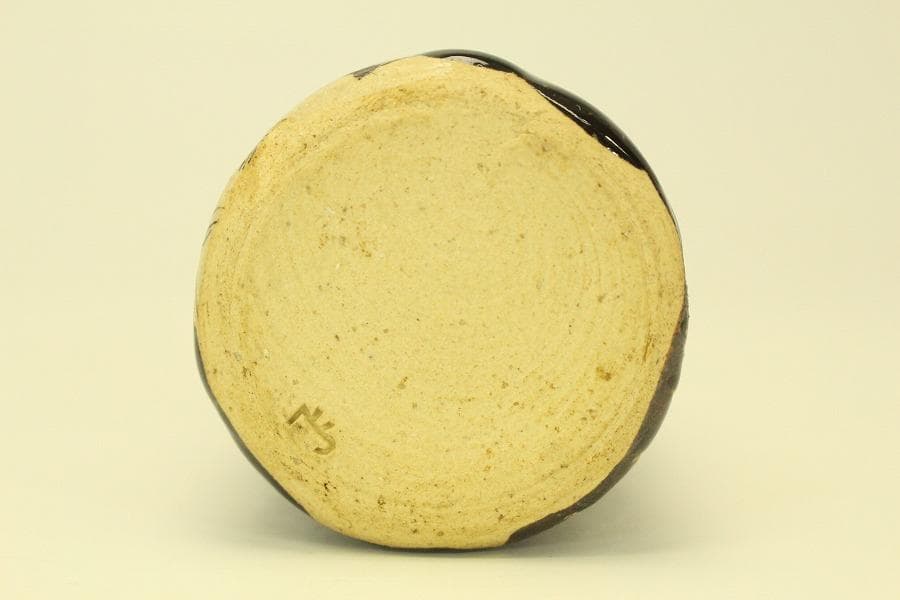 茶道具 黒織部 茶入 瑞光窯 辰ニ共箱 美品(A768)