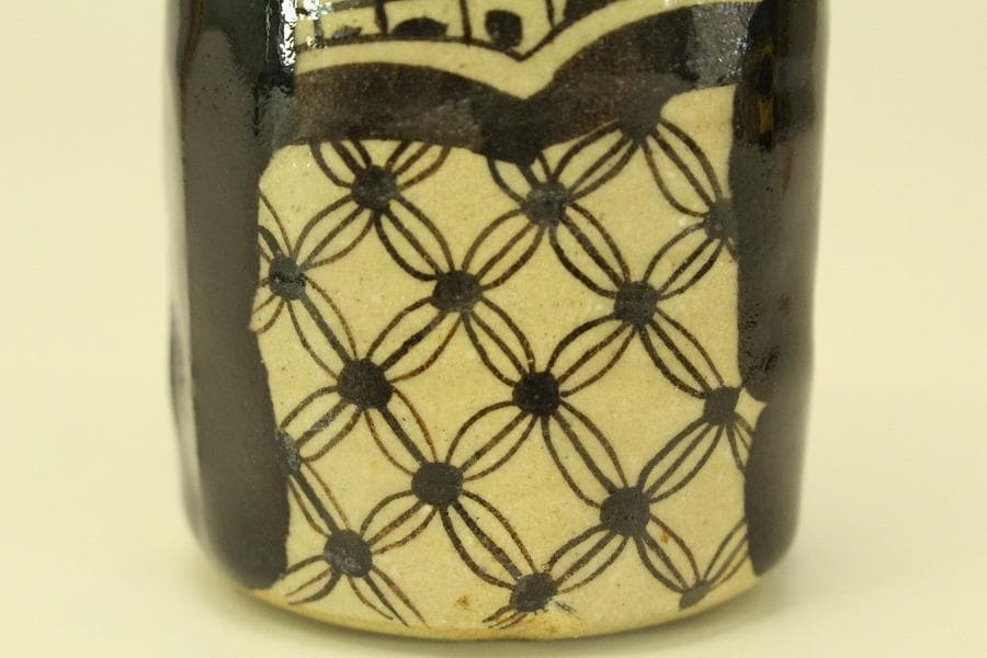 茶道具 黒織部 茶入 瑞光窯 辰ニ共箱 美品(A768)