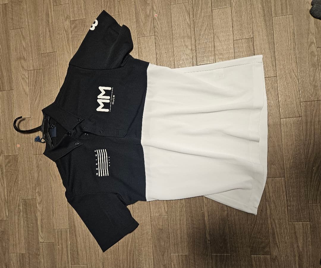 MUTA MARINE ポロシャツ 黒/白 サイズ8