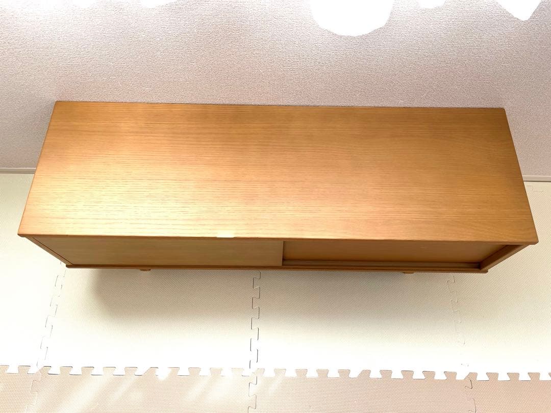 無印良品　オーク材　AVラック　薄型　引戸 110cm