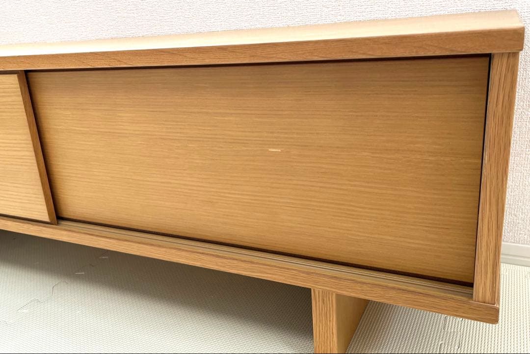 無印良品　オーク材　AVラック　薄型　引戸 110cm