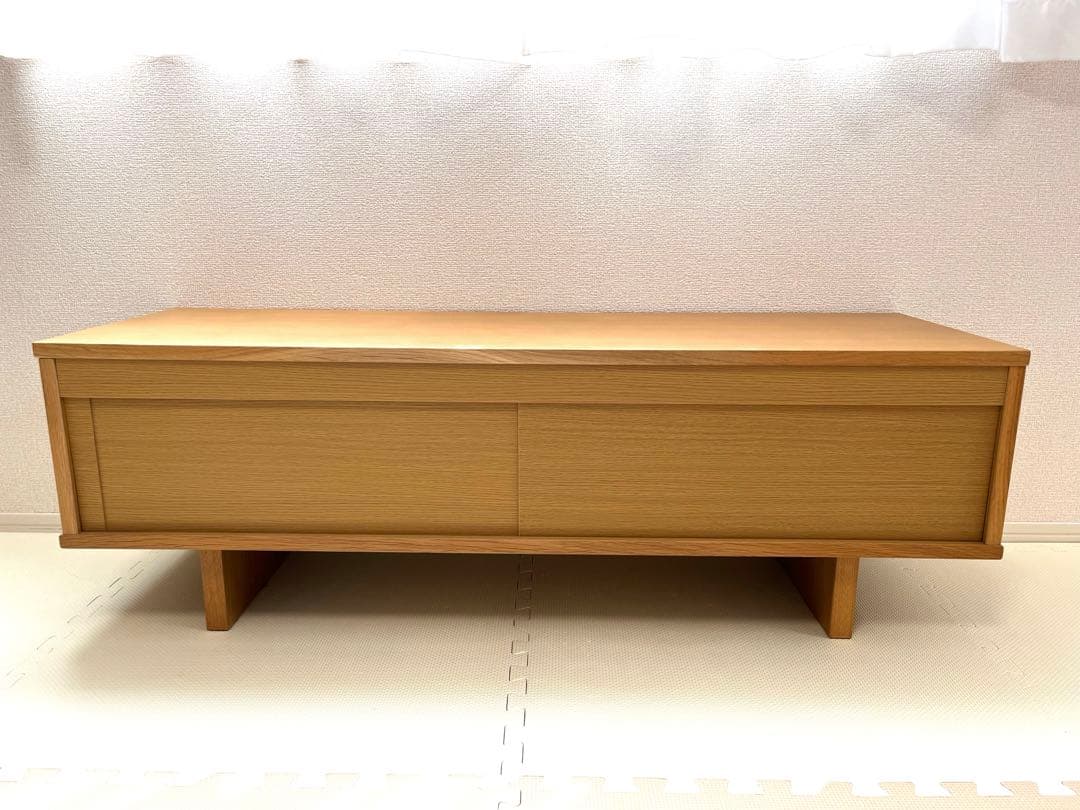無印良品　オーク材　AVラック　薄型　引戸 110cm