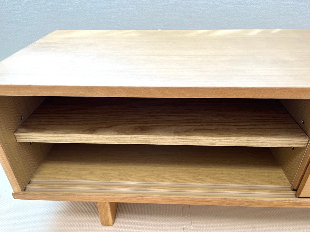 無印良品　オーク材　AVラック　薄型　引戸 110cm