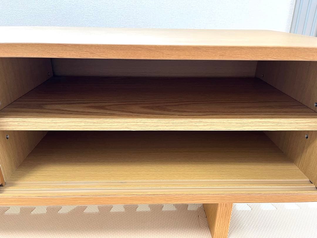 無印良品　オーク材　AVラック　薄型　引戸 110cm
